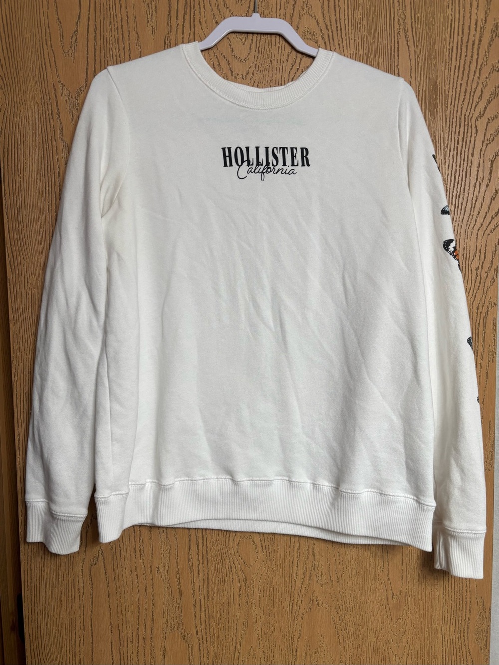 Hollister Cream Crewneck Sweatshirt with Script Logo